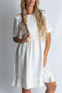 Tidal whirl flare ruffle dress in White - Attires