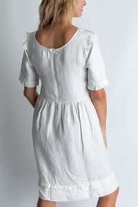 Tidal whirl flare ruffle dress in White - Attires