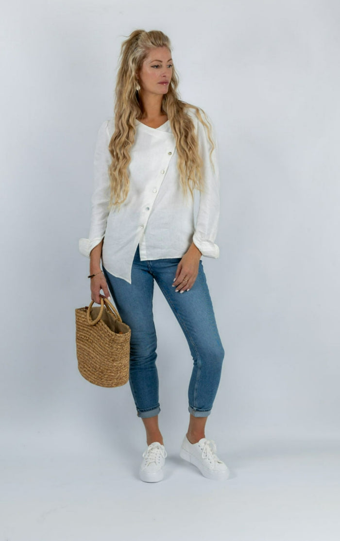 Angular Aura Asymmetric Top in White - Attires