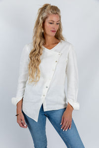 Angular Aura Asymmetric Top in White - Attires