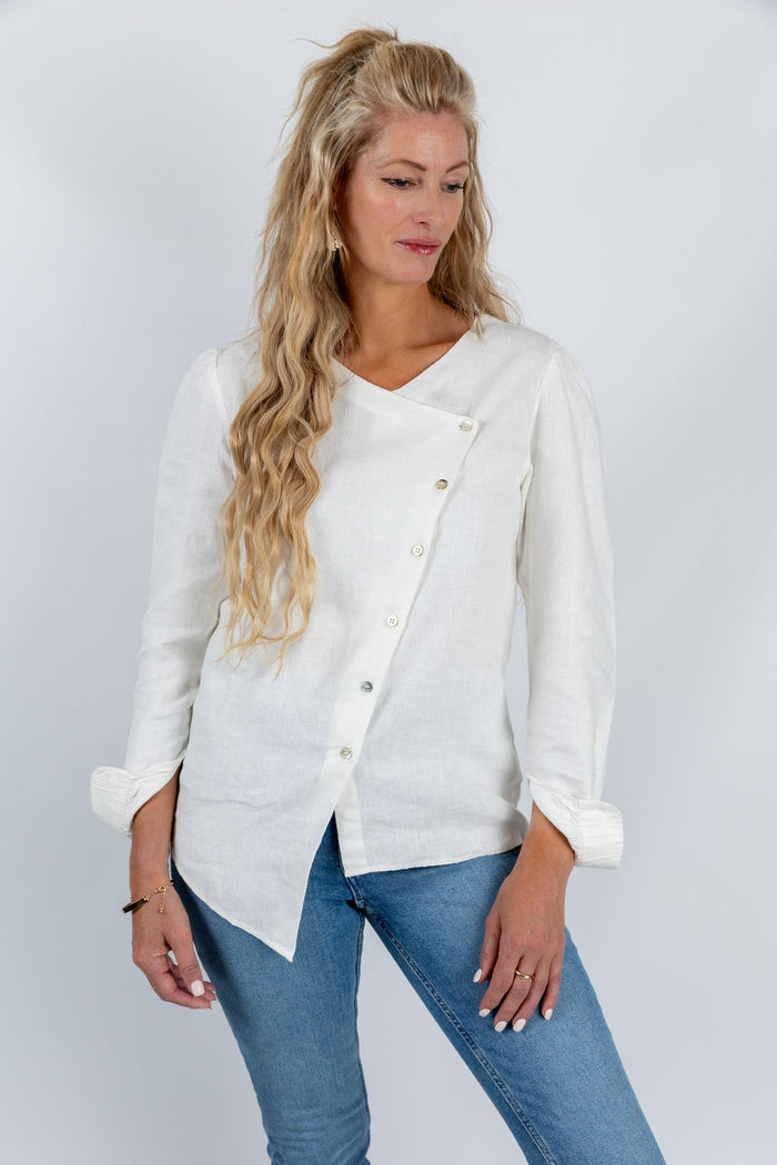 Angular Aura Asymmetric Top in White - Attires