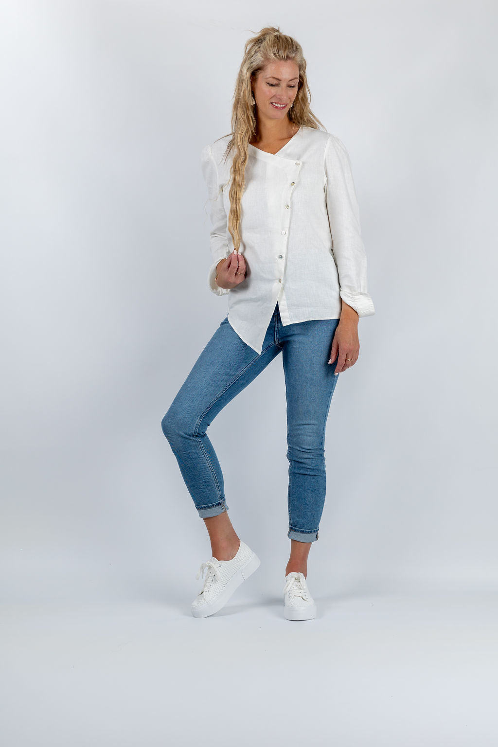 Angular Aura Asymmetric Top in White - Attires