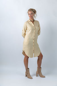 Fern Finesse Shirt Dress in Beige - Attires