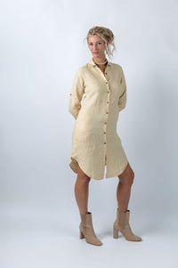 Fern Finesse Shirt Dress in Beige - Attires