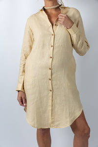 Fern Finesse Shirt Dress in Beige - Attires