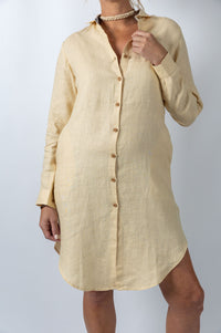Fern Finesse Shirt Dress in Beige - Attires