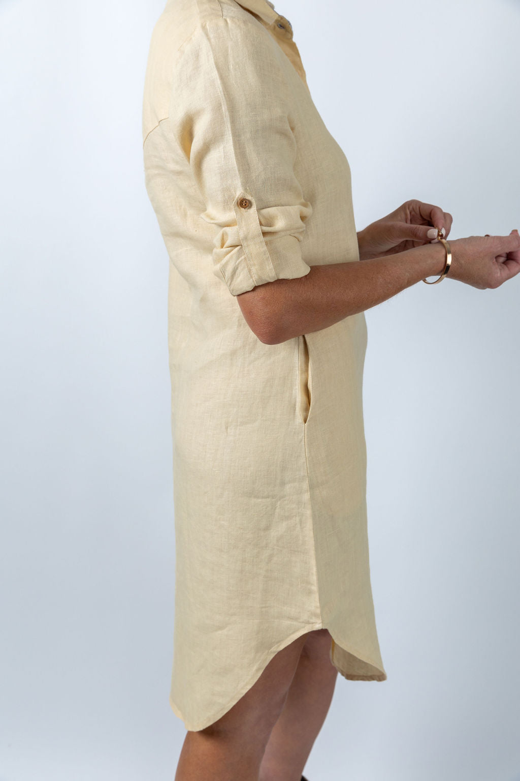 Fern Finesse Shirt Dress in Beige - Attires