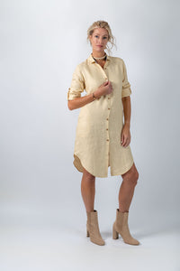Fern Finesse Shirt Dress in Beige - Attires