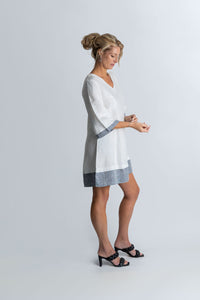 Moana Mosaic Panelled Dress in White and Grey - Attires