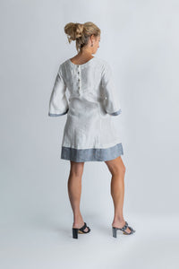 Moana Mosaic Panelled Dress in White and Grey - Attires