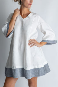 Moana Mosaic Panelled Dress in White and Grey - Attires