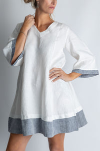 Moana Mosaic Panelled Dress in White and Grey - Attires