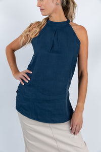 Lagoon Serenity Halter Top in Navy Blue - Attires