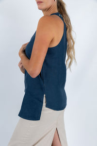 Lagoon Serenity Halter Top in Navy Blue - Attires