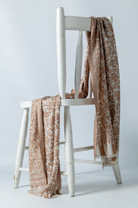 Exquisite Wool-Silk Blend Scarves in White and Brown - Attires