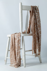 Exquisite Wool-Silk Blend Scarves in White and Brown - Attires