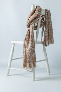 Exquisite Wool-Silk Blend Scarves in White and Brown - Attires