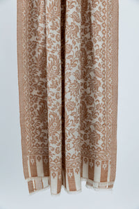 Exquisite Wool-Silk Blend Scarves in White and Brown - Attires