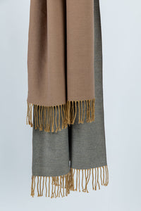 Luxurious Cashmere Shawl in Grey and Brown - Attires