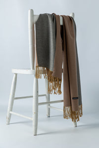 Luxurious Cashmere Shawl in Grey and Brown - Attires