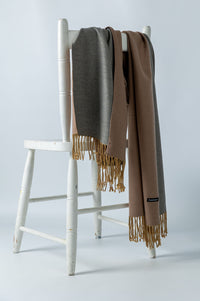 Luxurious Cashmere Shawl in Grey and Brown - Attires