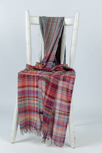 Woollen Scarves in Classic Grey and Red Checkered Stripes - Attires