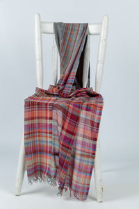 Woollen Scarves in Classic Grey and Red Checkered Stripes - Attires