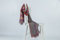 Woollen Scarves in Classic Grey and Red Checkered Stripes - Attires