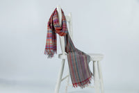 Woollen Scarves in Classic Grey and Red Checkered Stripes - Attires