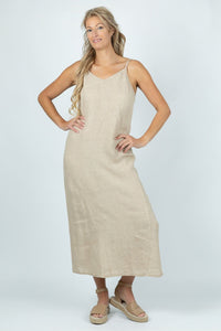 Golden Sands Linen Long Dress - Attires