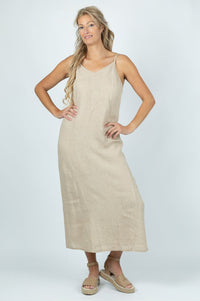 Golden Sands Linen Long Dress - Attires