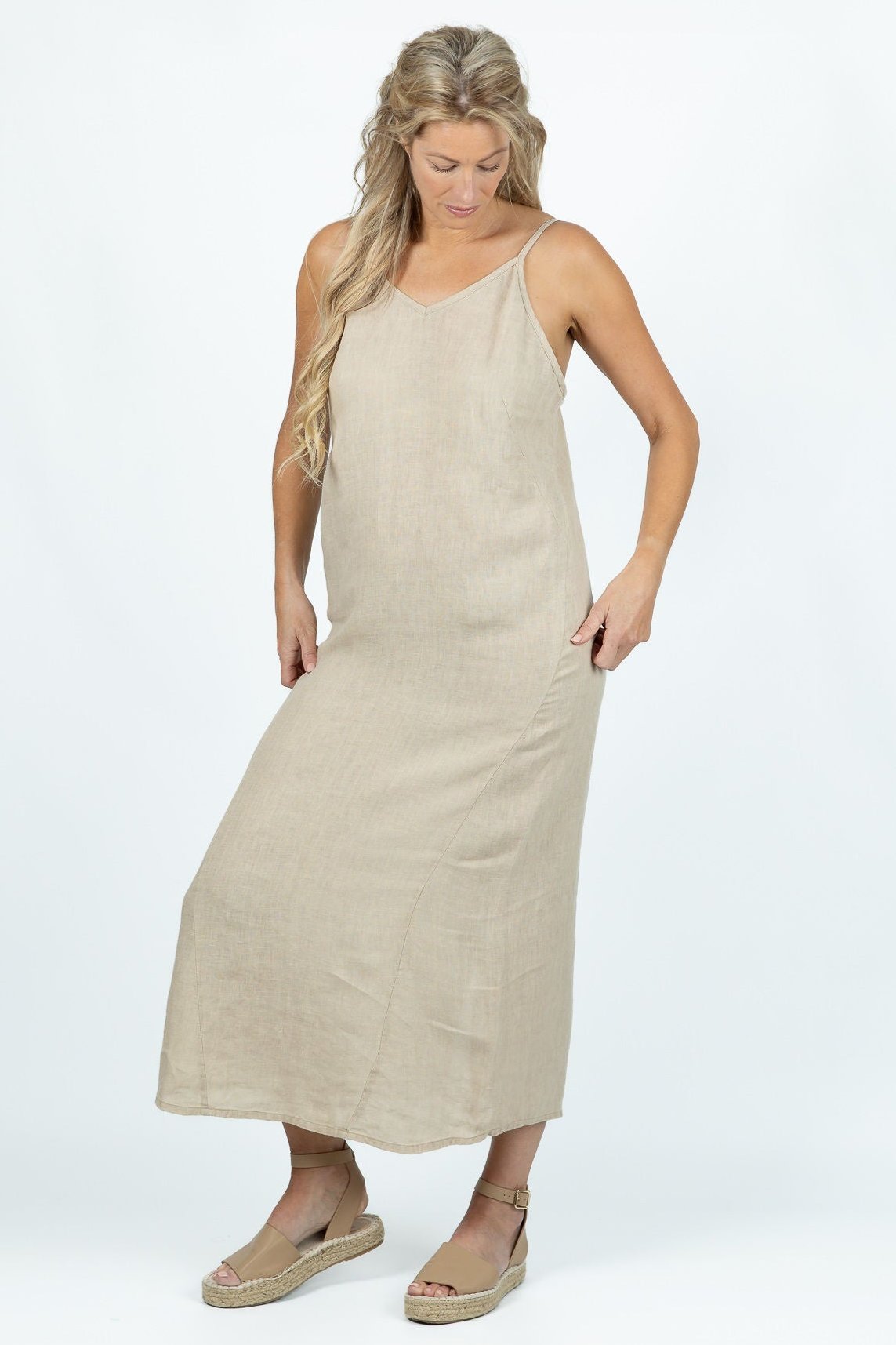 Golden Sands Linen Long Dress - Attires