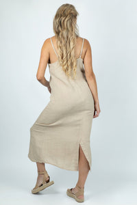 Golden Sands Linen Long Dress - Attires