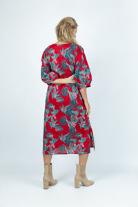 Red Tropical Paradise Casual Linen Dress - Attires