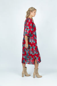 Red Tropical Paradise Casual Linen Dress - Attires