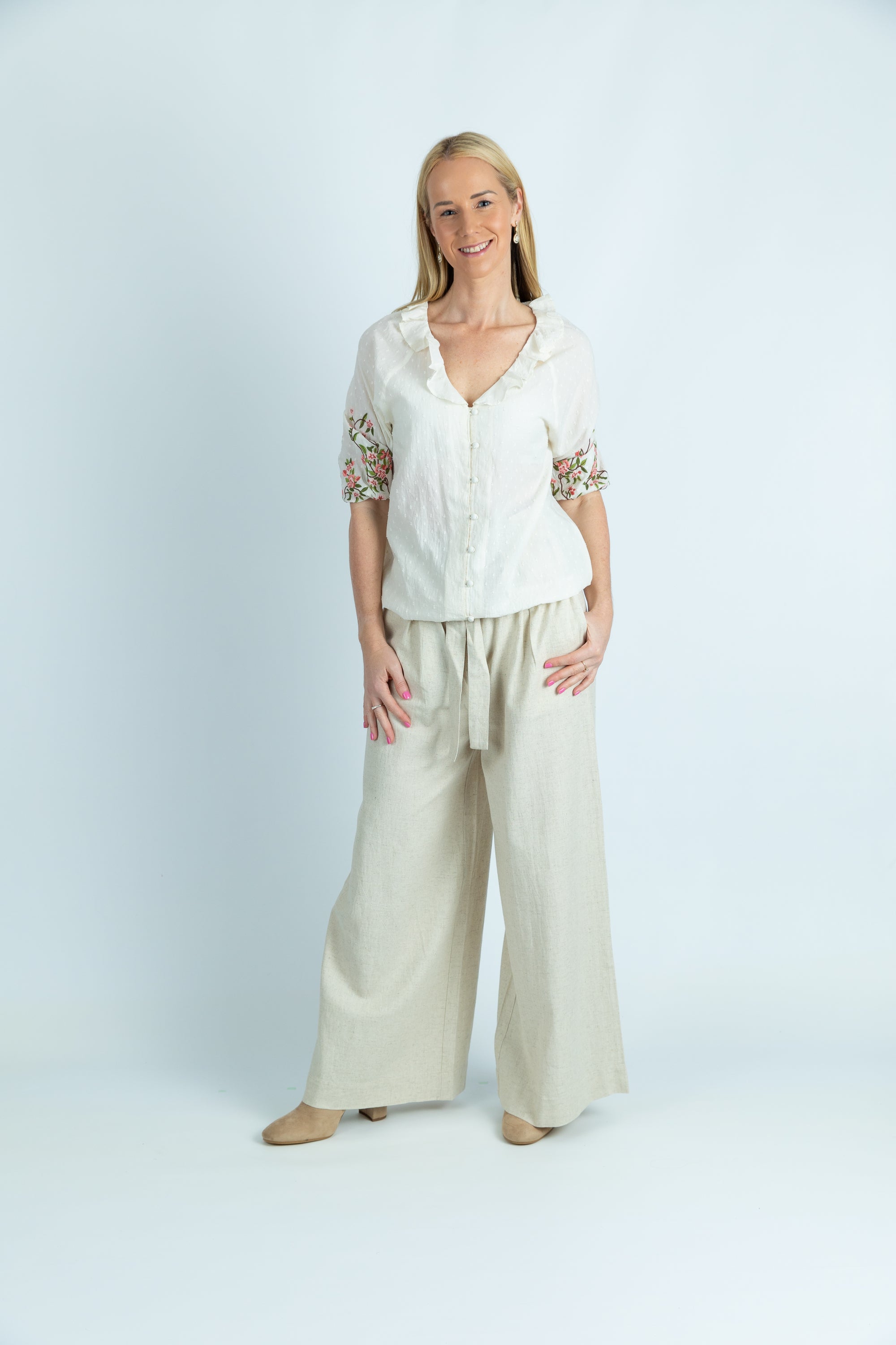 Fiona embroidered organic cotton dobby shirt - Attires