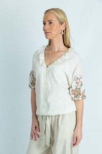 Fiona embroidered organic cotton dobby shirt - Attires