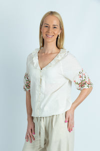 Fiona embroidered organic cotton dobby shirt - Attires