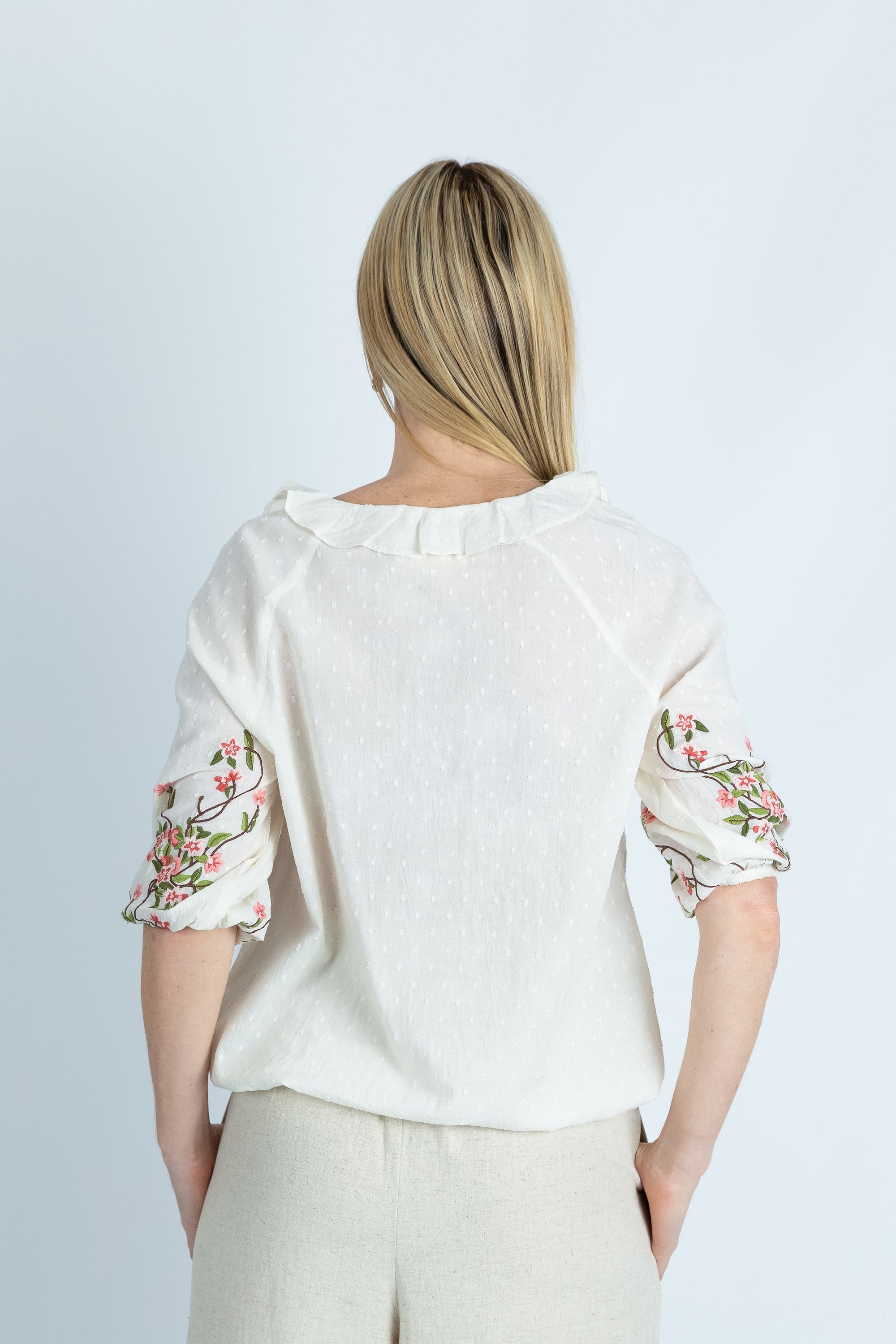 Fiona embroidered organic cotton dobby shirt - Attires