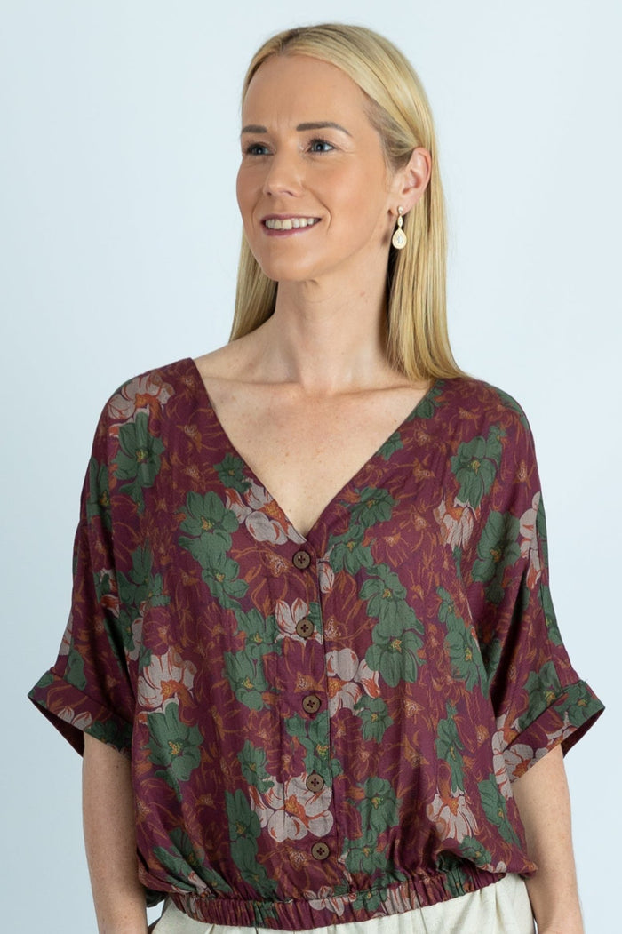 Cara stylish printed cropped top in Bamboo fabric - Ellora
