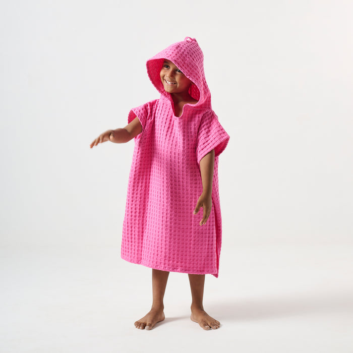 Kids surf poncho & Hooded towel - Pink - Ellora