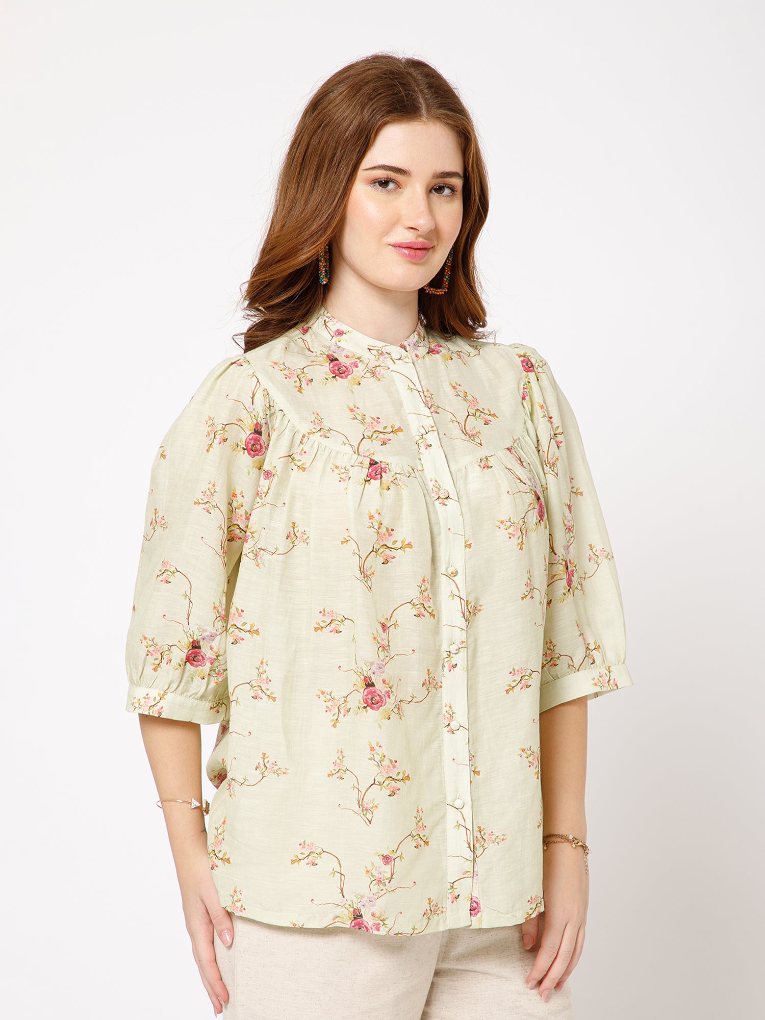 Erica Stylish Printed Linen floral top - Ellora
