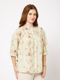 Erica Stylish Printed Linen floral top - Ellora