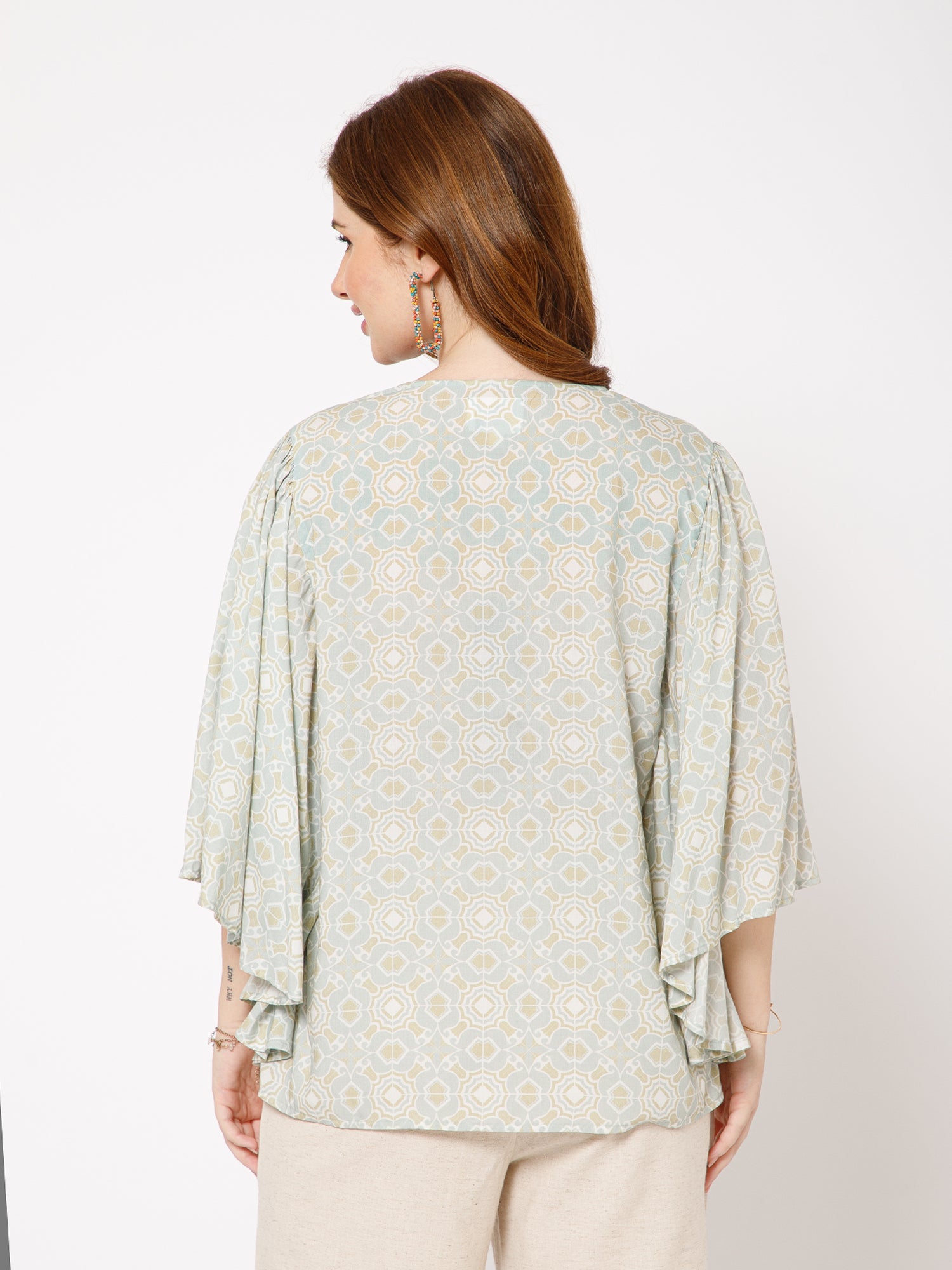 Nadia Organic Bamboo Printed Kaftan Top - Ellora
