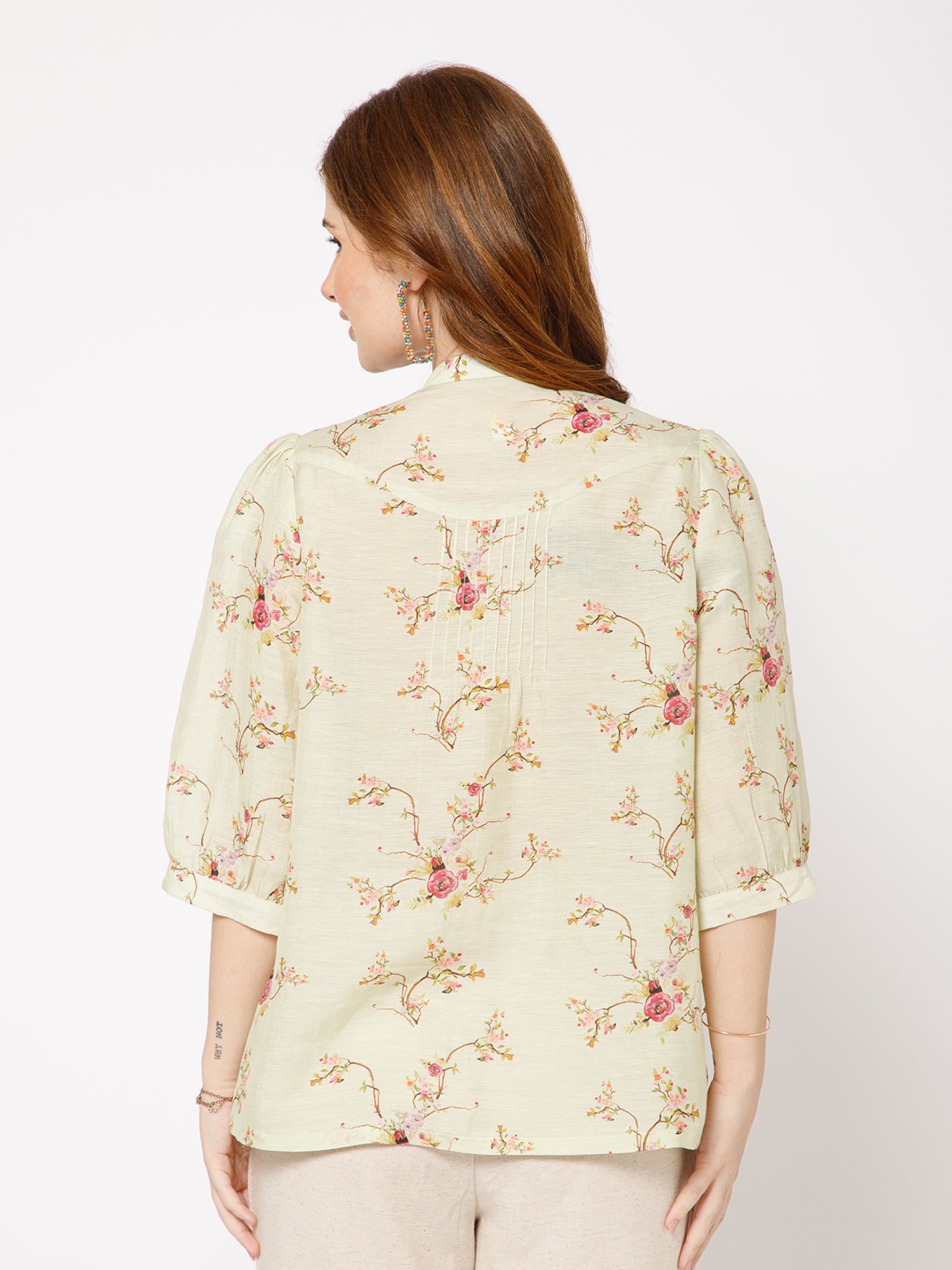 Erica Stylish Printed Linen floral top - Ellora