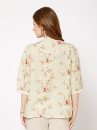 Erica Stylish Printed Linen floral top - Ellora