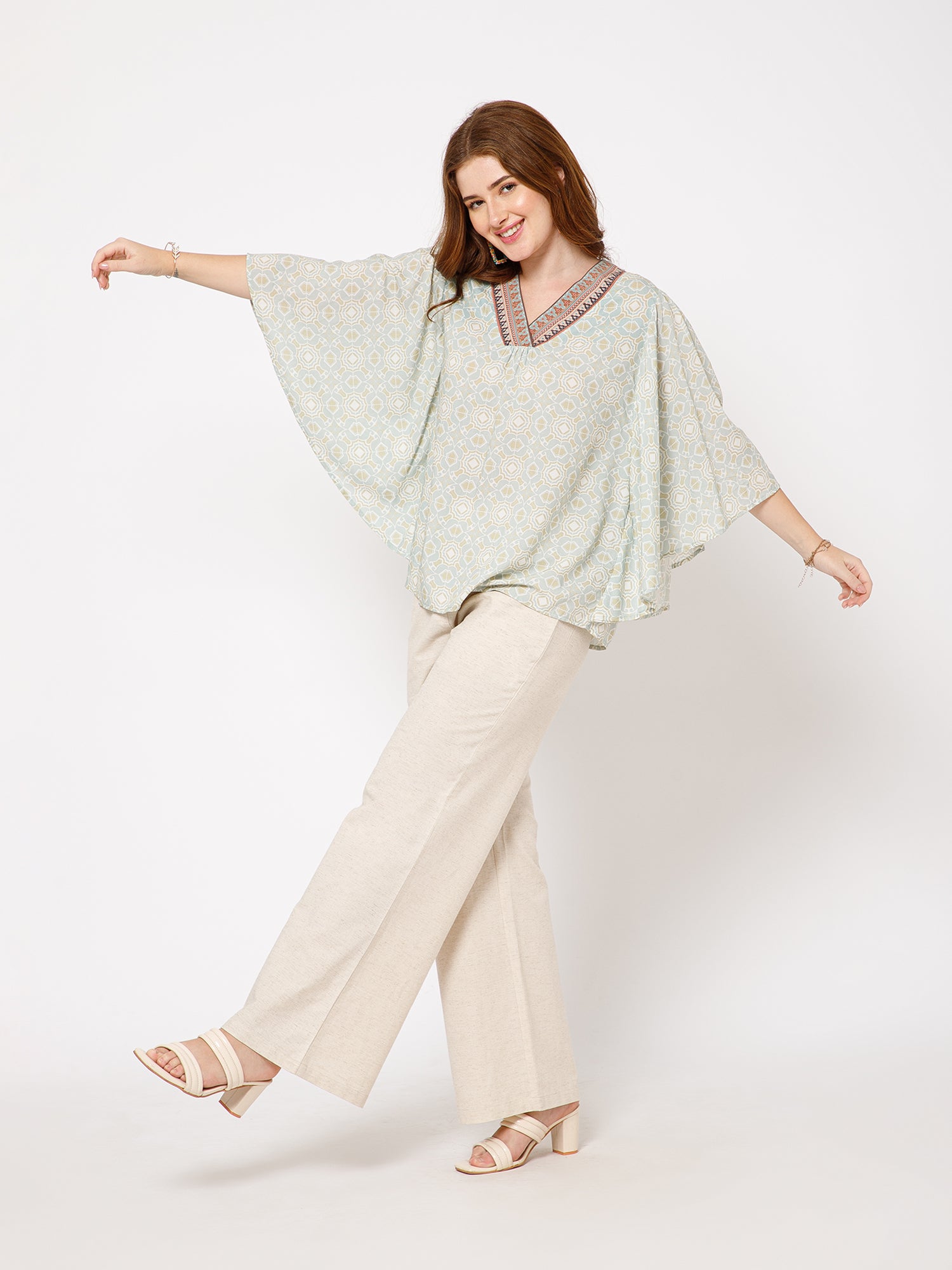 Nadia Organic Bamboo Printed Kaftan Top - Ellora