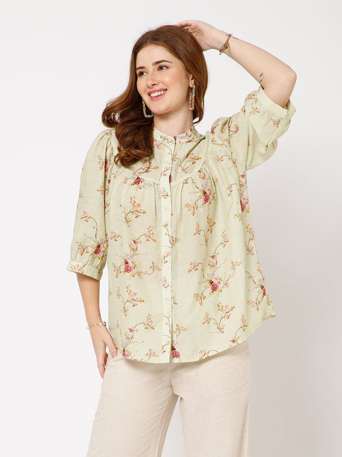 Erica Stylish Printed Linen floral top - Ellora