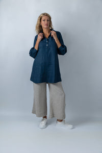Regal Reverie mutton sleeve dress in Navy Blue - Attires