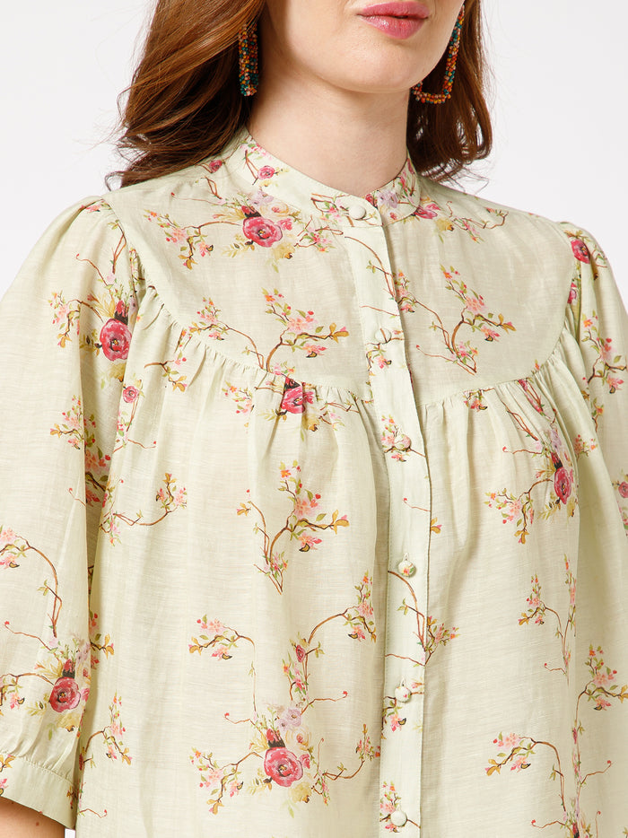 Erica Stylish Printed Linen floral top - Ellora